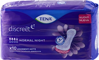 Assorbenti discreet notte normal per incontinenza, 10 pz