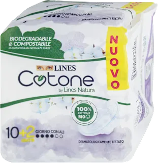 Assorbenti giorno Cotone by Lines Natura con ali, 12 pz