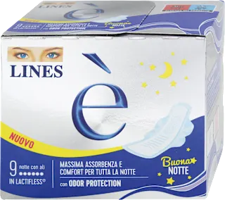 Assorbenti è in lactifless notte con ali, 9 pz
