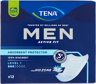 Assorbenti MEN ACTIVE FIT per incontinenza leggera Level 1, 12 pz
