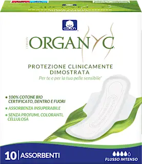 Assorbenti notte con ali in cotone bio Super, 10 pz