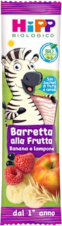 Barretta alla frutta con banana, lamponi e cereali, 23 g