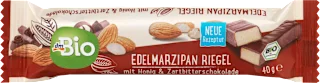 Barretta bio al cioccolato fondente con ripieno al marzapane, 40 g