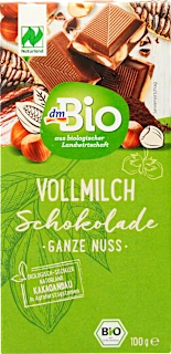 Barretta di cioccolato al latte con nocciole intere, 100 g