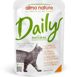 Bocconcini per gatti Daily con pollo e salmone, 70 g