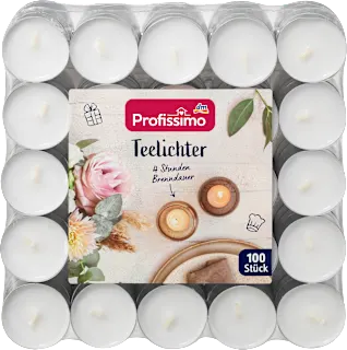 Candele tealight con custodia di alluminio, 100 pz