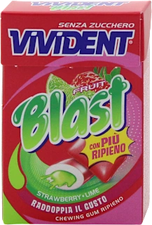 Chewing gum senza zucchero gusto fragola e lime, 30 g