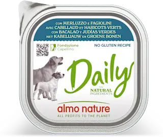Cibo per cani Daily con merluzzo e fagiolini, 300 g