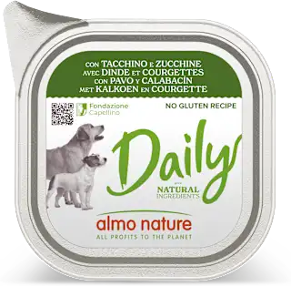 Cibo per cani Daily con tacchino e zucchine, 100 g