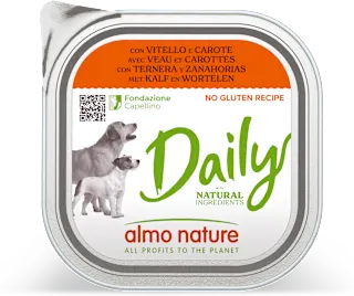 Cibo per cani Daily con vitello e carote, 300 g