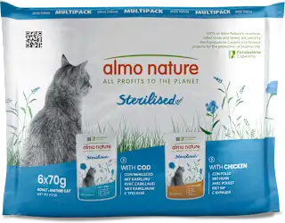 Cibo per gatti adulti Holistic Sterilised con merluzzo e pollo, 420 g
