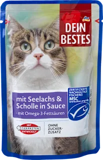 Cibo per gatti con merluzzo e platessa in salsa, 100 g