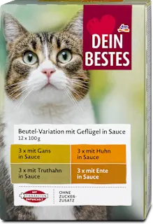 Cibo per gatti con pollame in salsa in bustine, 1.200 g