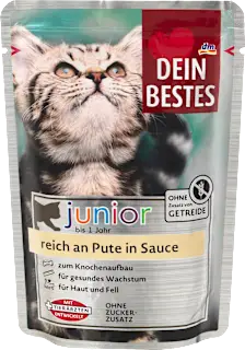 Cibo per gatti junior con tacchino in salsa, 100 g