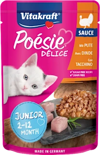 Cibo umido per gatti junior Poesie Delice con tacchino, 85 g