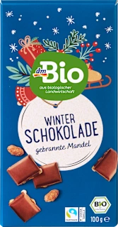 Cioccolato al latte Bio con mandorle Bio caramellate, 100 g