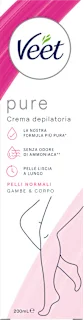 Crema depilatoria corpo e gambe pelli normali Pure, 200 ml