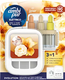 Diffusore elettrico 3volution con ricarica - Oro e fiori di vaniglia, 20 ml