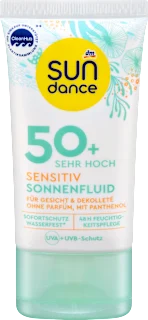 Fluido solare sensitive per viso e décolleté SPF50+, 50 ml
