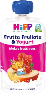 Frutta frullata e yogurt mela e frutti rossi, 90 g