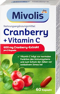 Integratore alimentare con estratto di mirtillo rosso e vitamina C, 68 g