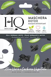 Maschera viso in tessuto detox con aloe vera e carbone vegetale, 1 pz