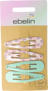 Mollette turchesi e rosa con cuori, 4 pz