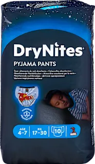 Mutandine assorbenti notte bimbo 4-7 anni (17-30 kg), 10 pz