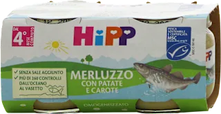 Omogeneizzato merluzzo con patate e carote, 160 g