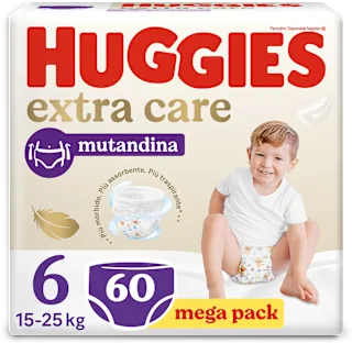 Pannolini a mutandina extra care mega pack taglia 6 (12-25 kg), 60 pz