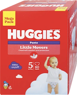 Pannolini a mutandina Little Movers Mega Pack taglia 5 (12-17 kg), 80 pz
