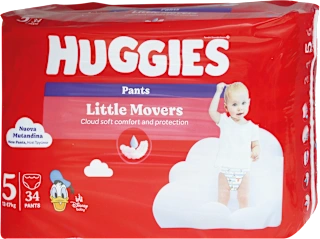 Pannolini a mutandina Little Movers taglia 5 (12-17 kg), 34 pz