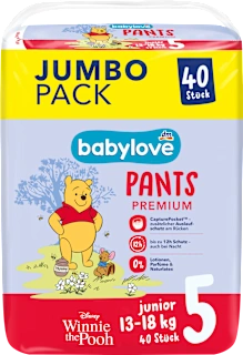 Pannolini a mutandina premium, tg. 5 Junior, (13 - 18 kg), Jumbo Pack, 40 pz