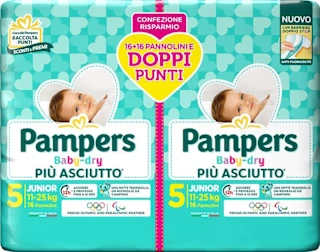 Pannolini Baby-dry taglia 5 junior Bipacco (11-25 kg), 32 pz