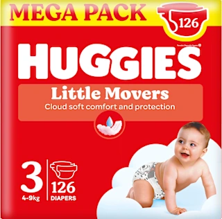 Pannolini Little Movers Mega Pack taglia 3 (4-9 kg), 126 pz