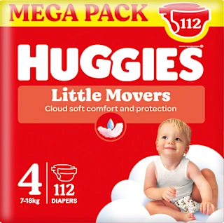 Pannolini Little Movers Mega Pack taglia 4 (7-18 kg), 112 pz