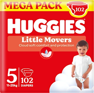 Pannolini Little Movers Mega Pack taglia 5 (11-25 kg), 102 pz