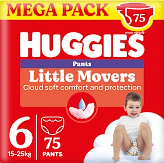 Pannolini Little Movers Mega Pack taglia taglia 6 (15-25 kg), 75 pz