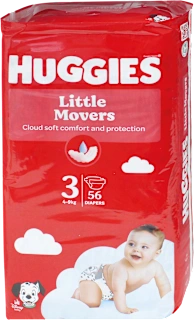 Pannolini Little Movers taglia 3 (4-9 kg), 56 pz
