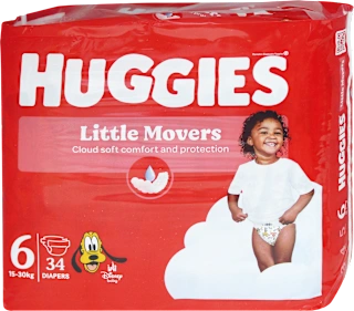 Pannolini Little Movers taglia 6 (15-30 kg), 34 pz