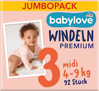 Pannolini premium taglia 3 midi (4-9 kg), confezione Jumbo, 92 pz
