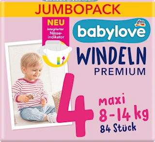 Pannolini premium taglia 4 maxi (8-14 kg), confezione Jumbo, 84 pz