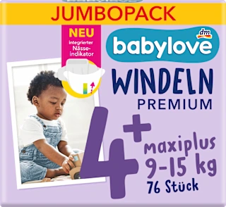 Pannolini premium taglia 4+ maxiplus (9-15 kg), confezione Jumbo, 76 pz