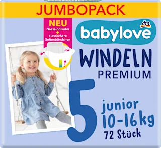 Pannolini premium taglia 5 junior (10-16 kg), confezione Jumbo, 72 pz