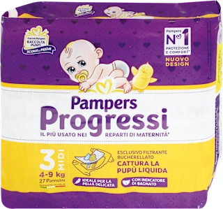 Pannolini Progressi taglia 3 midi (4-9 kg), 27 pz