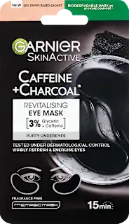 Patch occhi in tessuto SKINACTIVE rivitalizzanti caffeina e carbone, 2 pz