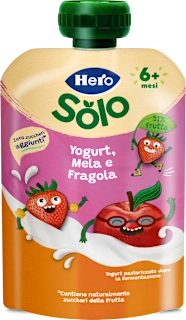 Pouch yogurt, mela e fragola, 100 g