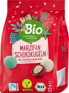 Praline di marzapane Bio ricoperte di cioccolato fondente Bio, 125 g