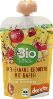 Purea BIO di mela, banana e fragola con avena, 100 g