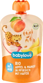 Purea di frutta Bio - mela, mango e pesca con avena, 100 g